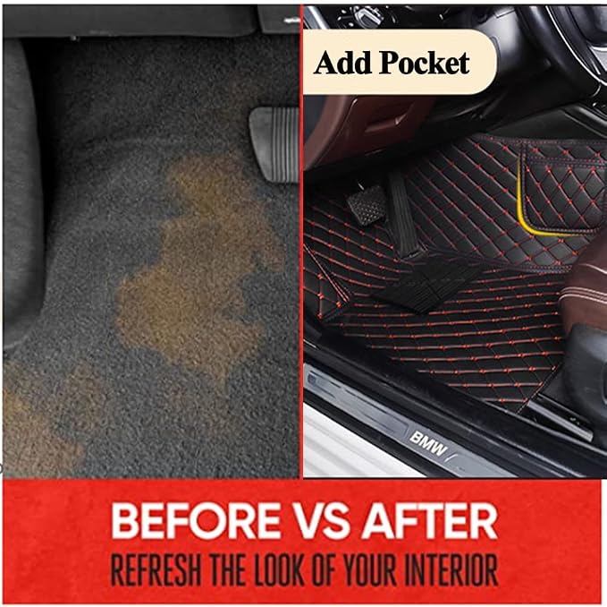 Custom Car Floor Mats with Personalized Text & Image, Unique Leather All-Weather Compatible with 99% Vehicles, DIY Photo Name Logo Gift for Sedan SUV Truck(Blue)
