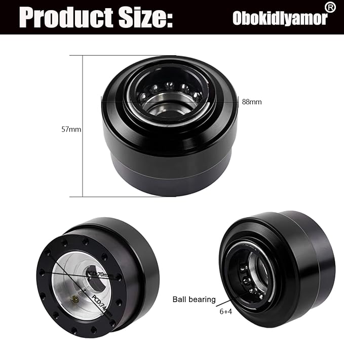 Obokidlyamor Replace Quick Release Adapter Steering Wheel Replace Panel For MOZA R21/R16/R9 V2/R5/R3 Bundle Gaming Racing Wheel;70mm 6-hole steering wheel kit (Quick Release)