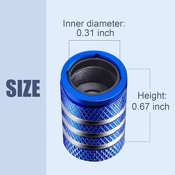 Tire Valve Stem Cap Cover - (5 Pack) Tire Air Cap Metal with Plastic Liner Corrosion Resistant Leak-Proof American Flag for Car Truck Motorcycle Bike Blue