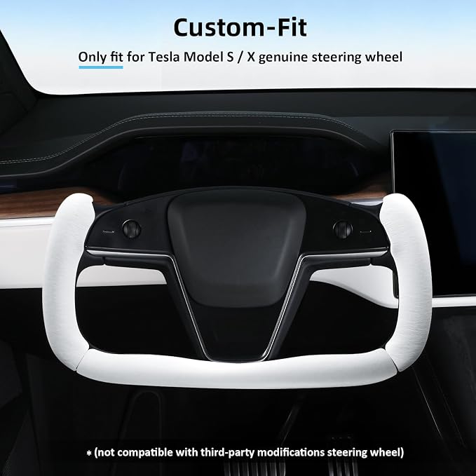 Steering Wheel Cover for Tesla Yoke Steering Wheel Cover Customzied for Tesla Model S 2021-Present/Model X 2021-Present Accessories,Anti-Slip,Comfortable Grip,Breathable,White