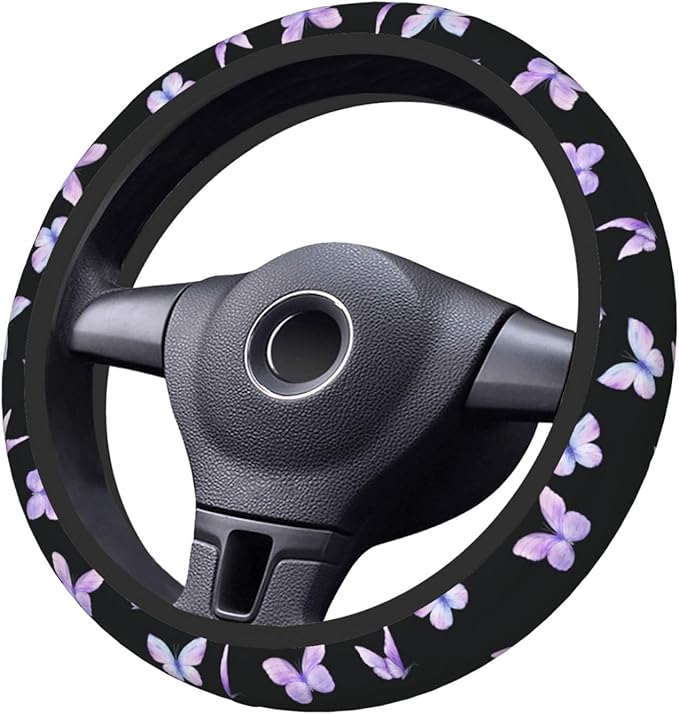 Purple Butterfly Car Steering Wheel Cover Non-Slip