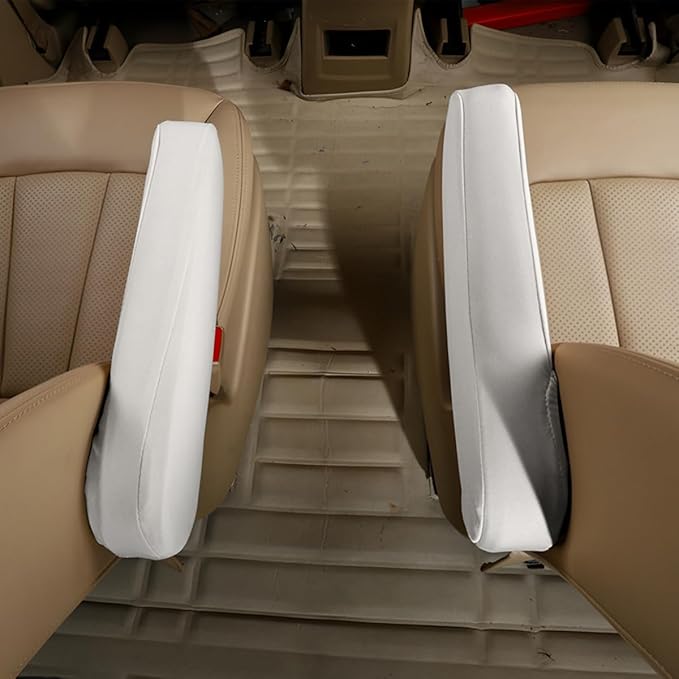 AUCELI 2 Pcs Car Front Seat Armrest Covers, Cloth Fabric Armrest Protectors, Direct Replacement Center Console Lid Armrest Cover Skin, Universal Accessories for Car, SUV, Truck and Van (White)