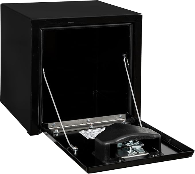 Buyers Products 1703320 Black Steel Underbody Truck Tool Box – 15 x 13 x 15 Inch - Truck Bed & Underbelly RV Storage Box, Locking T-Latch, Weather-Resistant, Heavy-Duty Flatbed Job Box, Made in USA