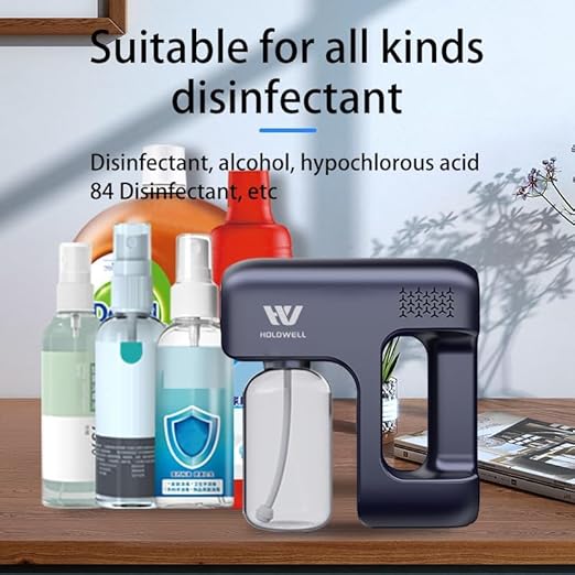 Disinfectant Fogger Machine, Cordless Electric Blue Light Disinfection Gun, Nano Sprayer for Salon/School/Hospital/Home/Office/Car/Gym/High-Contact Item Etc. (White)