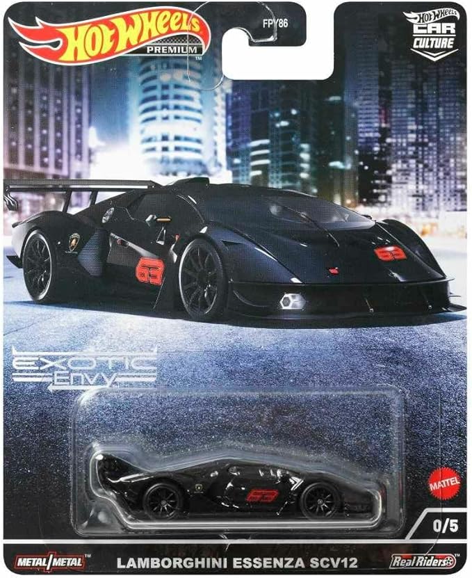 Hot Wheels Car Culture Exotic Envy Lamborghini Essenza SCV12 Black Chase Car 0/5 1:64 Diecast Vehicle