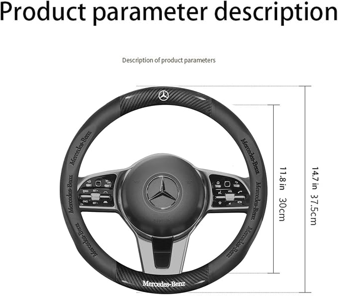 15inch Pattern Carbon Fiber for Mercedes Benz Steering Wheel Cover Segmented Steering Wheel Protector Fit Mercedes Benz A C E S Class Series GLK CLA GLA GLC GLE CLS SLK Accessories