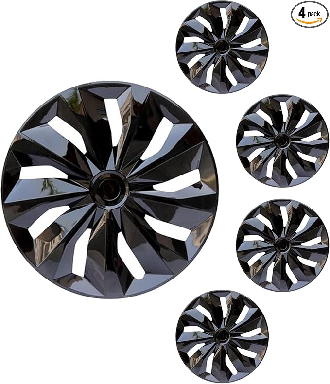 Hubcaps Wheel Covers Replacement R15 Size Hub Caps Universal-Fit Steel Wheel ABS Rims Cover Tire Cap for Car Sedan SUV Truck Van -Set of 4 （15-inch，Black）