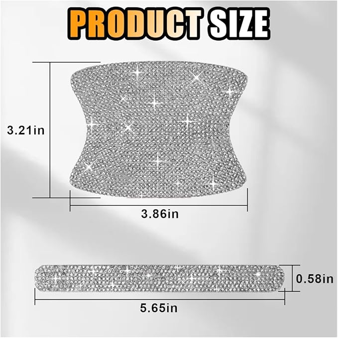 Bling Car Door Handle Protector, Bling Auto Doors Handles Sticker Anti-Scratch, Universal Car Door Handle Protective Cover, Shiny Rhinestone Auto Decor Accessories for Women (White)