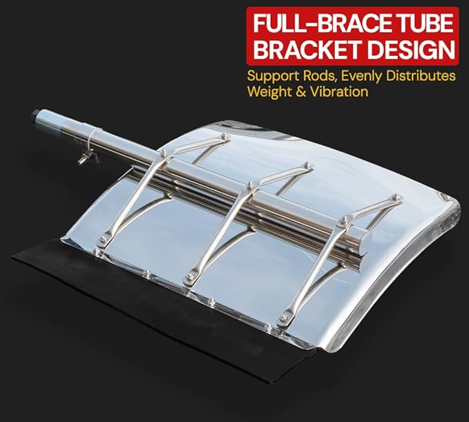 Mytee Products 2 Pair 24" x 24" Stainless Steel Full-Brace Quarter Fender Set for 18-Wheelers & Semi Trailers – Left & Right, Polished Finish with Mounting Kit & Support Rods