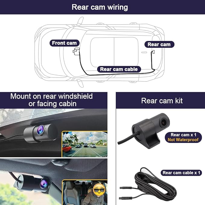 Fitcamx Front 2K+Rear 1080P Dash Cam Adapts for Toyota RAV4 2022-2025 (Model B, with Vents on Cover), OEM Style, Dual HD Video, Built-in WiFi & APP, Loop Recording, G-Sensor, Easy to Set, 64GB Card