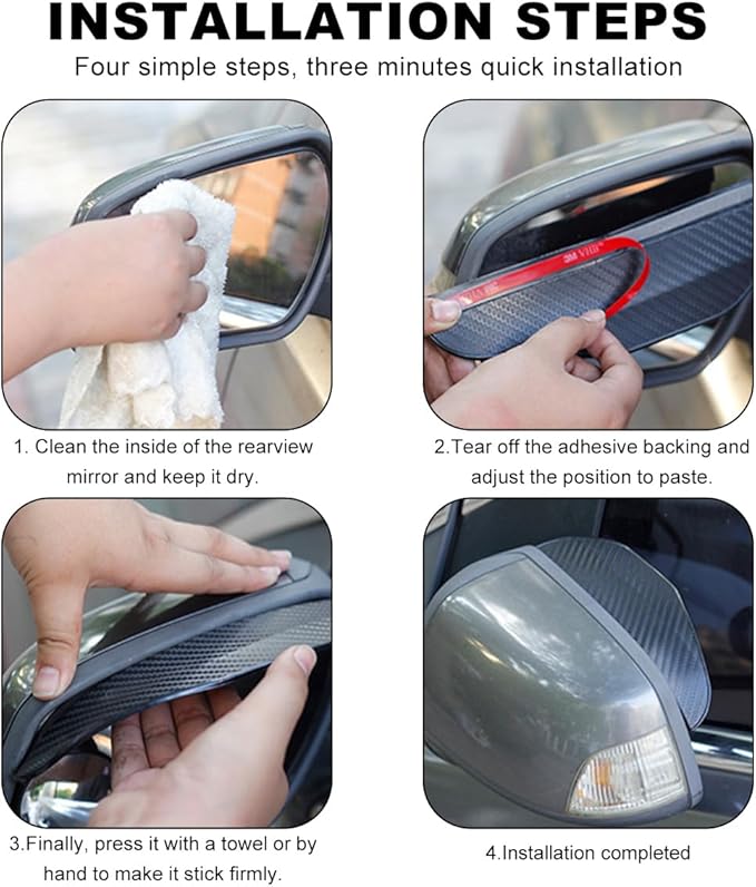 Wevdn 2 PCS Mirror Rain Visor Eyebrow, Waterproof PVC Auto Exterior Rear View Mirror Rain Visor Guard, Rainproof Side Mirror Rain Visor Eyebrow Cover for SUV Truck, Car Accessories (Transparent)