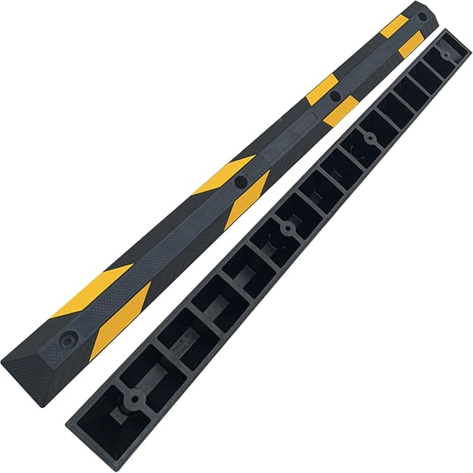 72" inch 6' Feet Heavy Rubber Parking Curb, Installation Kits Included, Parking Garage Floor Stopper, Wheel Stopper for Vehicles Truck Driveway Protect Cars Vans Trucks Pumpers (72" - 1Pack)