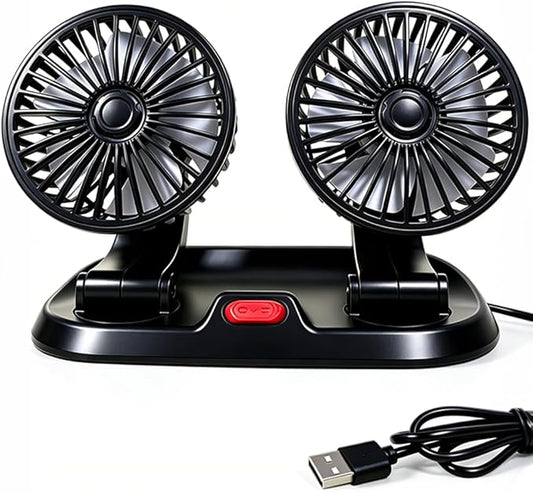 Must-Have Dual Head Car Fan – 360° Rotatable USB Cooling Fan, Powerful Fast Cooling for Car Dashboard, Perfect for SUV, RV, Boat, Home & Office, Instant Beat Summer Heat