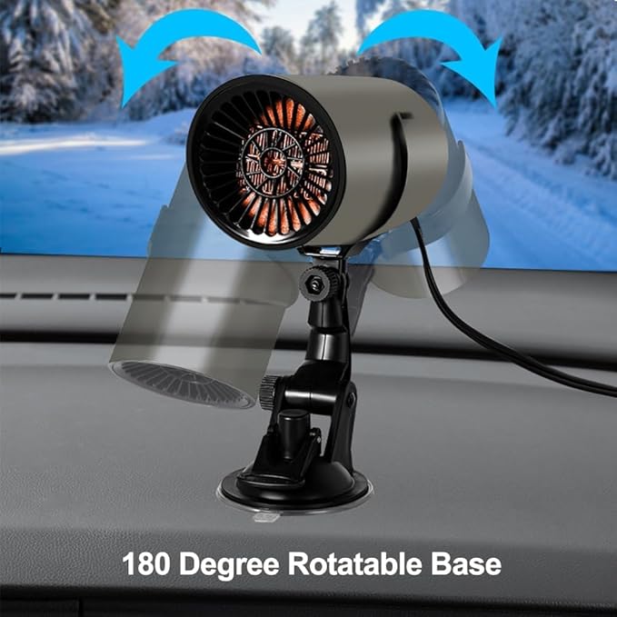Car Heater,12V 120W Portable Car Heater for Cigarette Lighter Socket,Defroster for Car Windshield,2-in-1 Heating & Cooling Rapid Defrosting and Demisting Device with Suction Holder