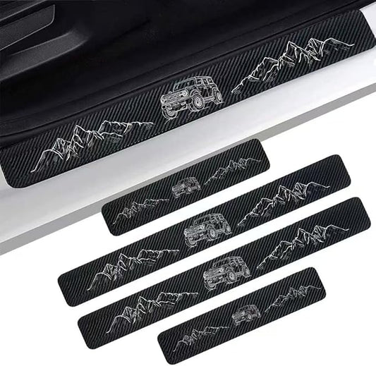 4PCS Carbon Fiber Door Sill Protectors Front/Rear Anti-Scratch Entry Guard fit for Ford Bronco