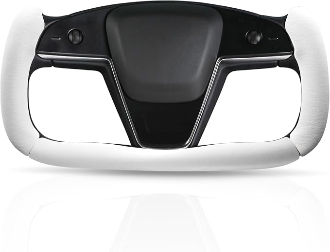 Steering Wheel Cover for Tesla Yoke Steering Wheel Cover Customzied for Tesla Model S 2021-Present/Model X 2021-Present Accessories,Anti-Slip,Comfortable Grip,Breathable,White