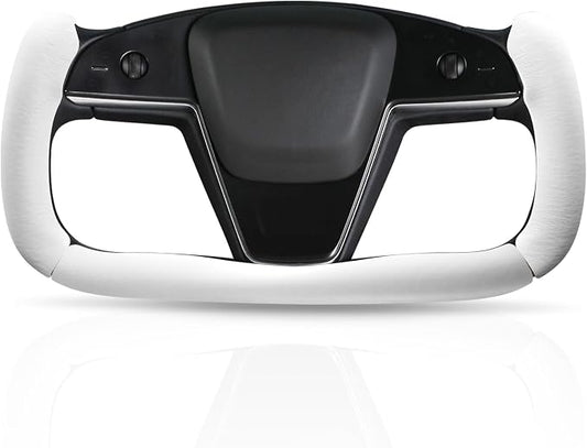 Steering Wheel Cover for Tesla Yoke Steering Wheel Cover Customzied for Tesla Model S 2021-Present/Model X 2021-Present Accessories,Anti-Slip,Comfortable Grip,Breathable,White