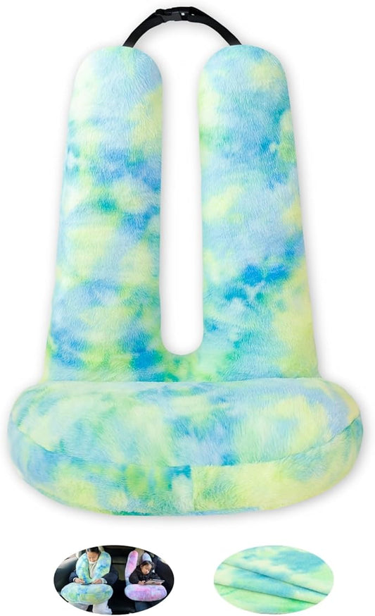 FHSGGP Travel Pillow Car Travel Sleep Support Pillow 2-in-1 Lap Pillow and Car Pillow with Neck and Body Support for Adults and Kids on Long Trips Kids Travel Pillow Colorful Green