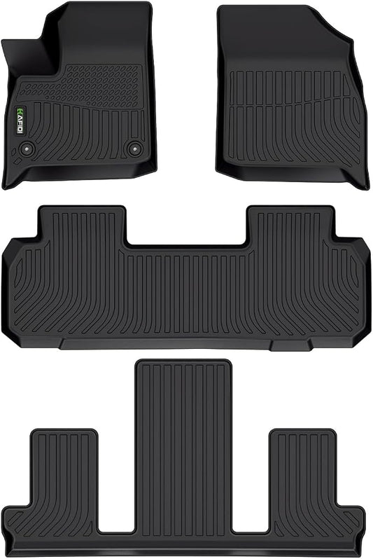 HAFIDI® Floor Mats Fit for 2018-2024 Buick Enclave All Weather Protection TPE Anti-Slip Automotive Floor Liners, Fits 1st & 2nd & 3rd Row Full Set Custom Accessories, Black