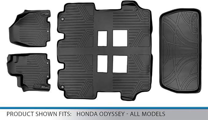 SMARTLINER Custom Fit Floor Mats 3 Rows and Cargo Liner Set for 2011-2017 Honda Odyssey