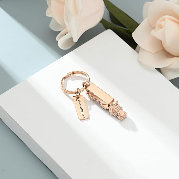 Imrsanl 18 Wheeler Semi Truck Urn Keychain for Ashes for Men Women Memorial Pendant Key Ring Cremation Jewelry Keepsake