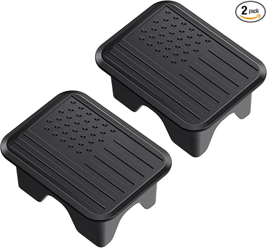 Bed Rail Stake Pocket Covers Compatible with 2019-2026 Dodge Ram 1500 2500, Rear Truck Tonneau Stake Hole Caps Plugs, Weatherproof Snow & Rust Protection Accessories - 2PCS Black Flag