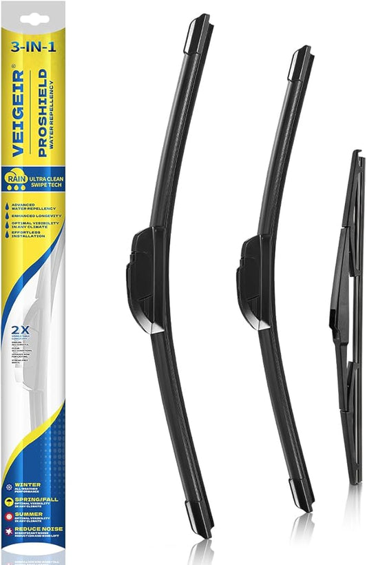 3 Pack Windshield Wiper Blades Compatible With 2010-2015 Lexus RX350 RX450h RX 350 450h Original Factory Quality Front Rear Wipers Blade Set for My Car - 26" 22" 16"