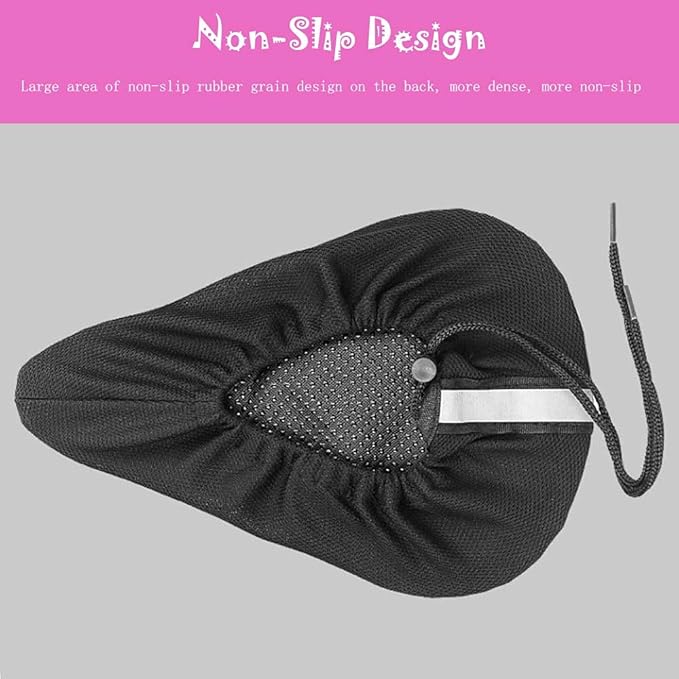 Kids Gel Bike Seat Cushion Cover for Boys & Girls, 9"x6" Breathable & Extra Soft Memory Foam Children Bicycle Saddle Pad with Water&Dust Resistant Cover
