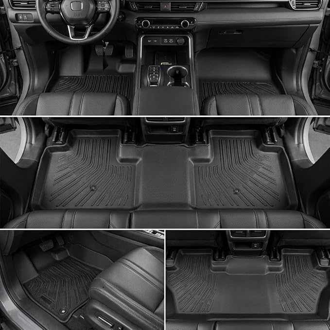 Floor Mats for 2023 2024 2025 2026 Honda Pilot, All Weather Trunk Liner TPE Trunk Mat Cargo Mat Back Seat Cover for Pilot Car Accessories (Floor Mat,2-in-1 Cargo Liner)