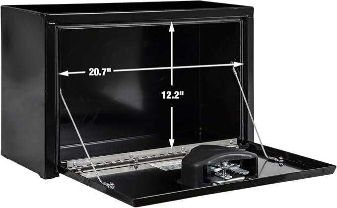 Buyers Products 1703312 Black Steel Underbody Truck Tool Box – 15 x 10 x 24 Inch - Truck Bed & Underbelly RV Storage Box, Locking T-Latch, Weather-Resistant, Heavy-Duty Flatbed Job Box, Made in USA