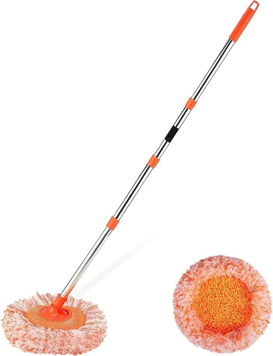 68" Car Wash Brush with Long Handle, 2 in 1 Car Wash Brush Kit, Chenille Microfiber Car Wash Mop with Replacement Head, Car Washing Kit for Cars RV Truck Exterior
