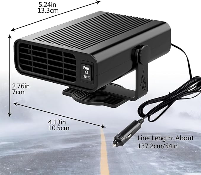 Car Heater, Portable Car Heater 12V and Defroster, 2in1 Fast Heating and Cooling, Car Heaters That Plugs into Cigarette Lighter, Fast Heating Defroster Defogger Demister for Cars