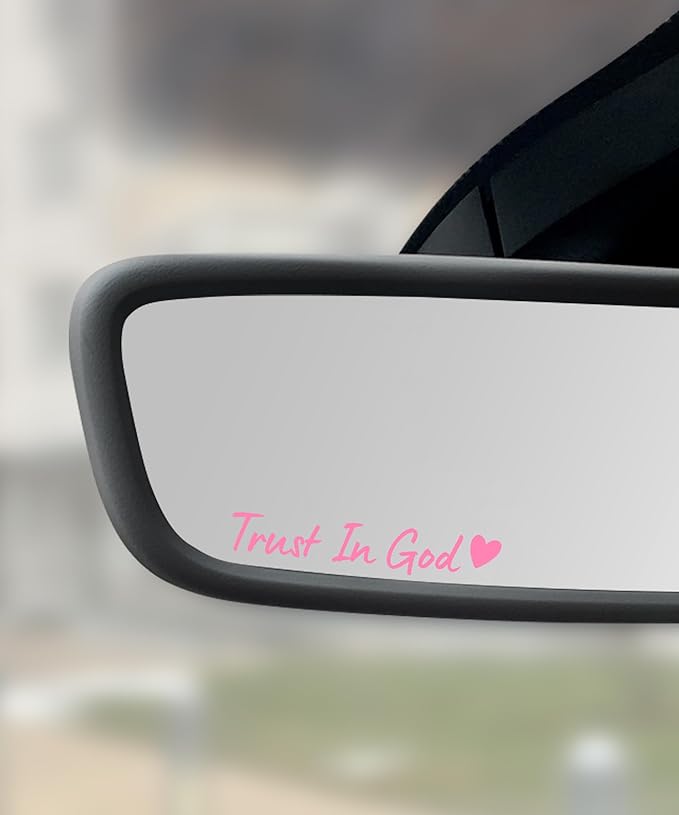 SCUARI 4PCS Car Stickers,Cars Decals,Car Accessories Trust in God Rearview Mirror Sticker,Auto Stickers and Decals,Auto Decals for Women,Trust in God Mirror Decals,Suitable for Motorcycle (Pink)