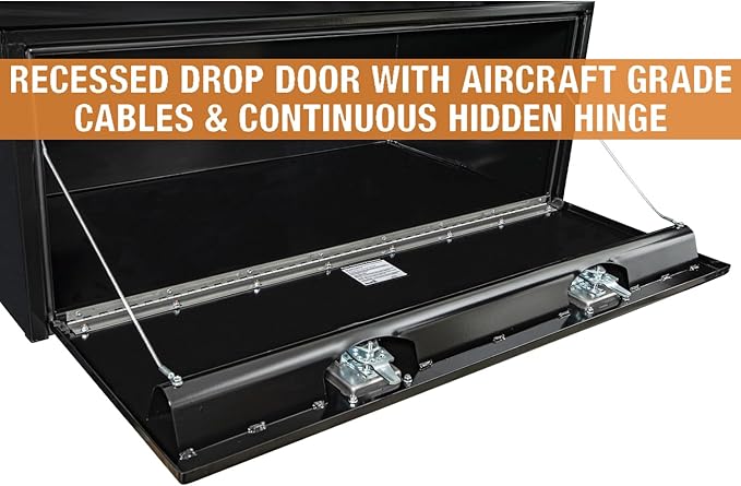 Buyers Products 1708310 Black Steel Underbody Truck Tool Box – 18 x 24 x 48 Inch - Truck Bed & Underbelly RV Storage Box, Locking T-Latch, Weather-Resistant, Heavy-Duty Flatbed Job Box, Made in USA