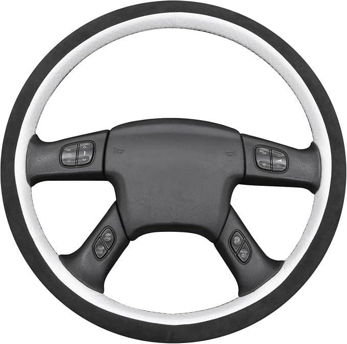 MEWANT Hand Stitch Steering Wheel Cover for Chevy Silverado 1500 2003 9002 Athsuede Embossed Faux Leather Steering Wrap