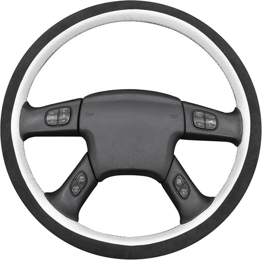 MEWANT Hand Stitch Steering Wheel Cover for Chevy Silverado 1500 2003 9002 Athsuede Embossed Faux Leather Steering Wrap