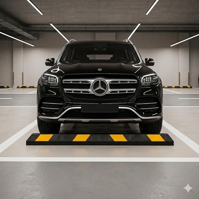 ZONETECH Parking Stopper for Garage Heavy Duty Rubber Parking Curb Stops 72” Garage Parking Stops 50-Pack Premium Quality Garage Wheel Stop Professional Grade w/Yellow Reflective Tape Bolts Included
