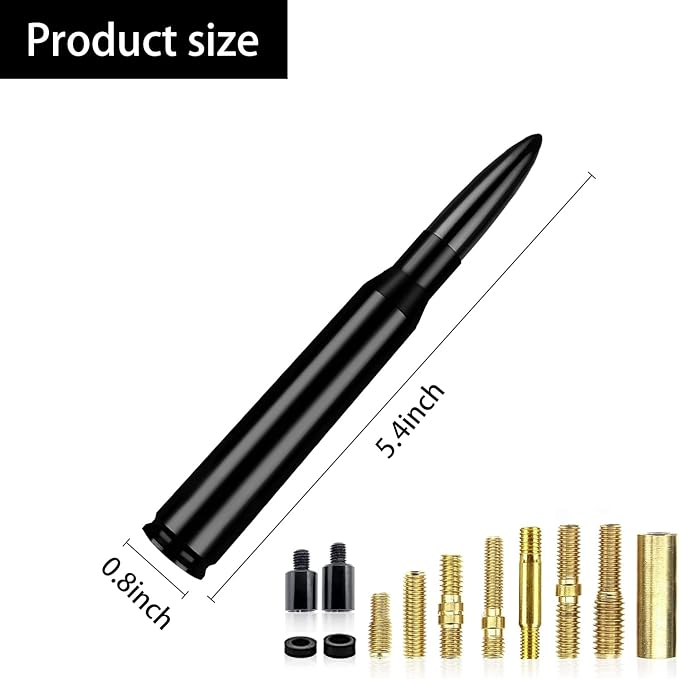Ajxn 1 PC Car Truck Bullet Antenna, Auto Antenna Mast, Suitable for GM Chevy Silverado 1500 2500 3500 HD Avalanche GMC Sierra 1500 2500 3500 Denali Heavy Duty Pickup Trucks Accessories (Splice Black)