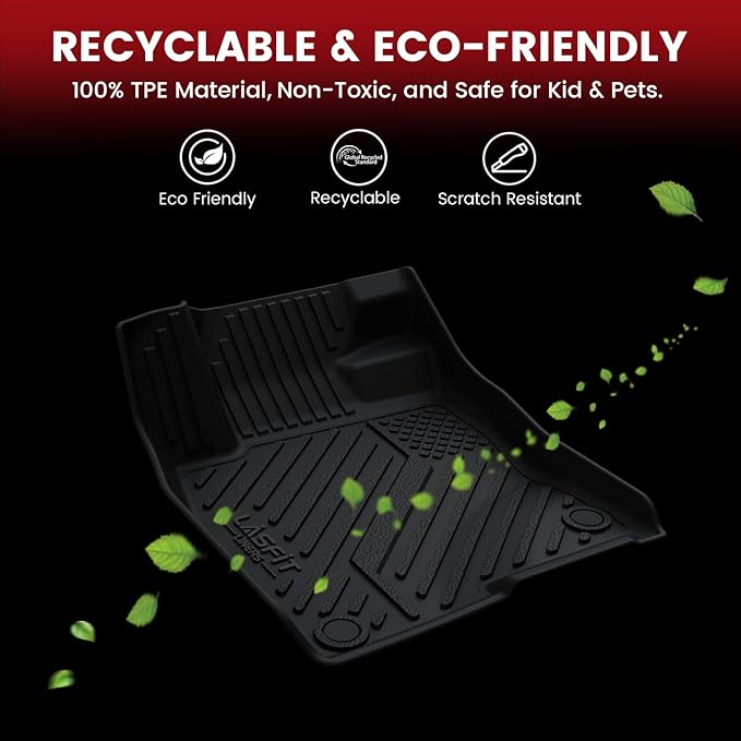 LASFIT Floor Mats 2019-2026 for Chevrolet Silverado/GMC Sierra 1500, 2020-2026 2500HD 3500HD, Only Without Rear Underseat Storage Box, Only Bucket Seat/Crew Cab (Not for Regular/Double Cab)