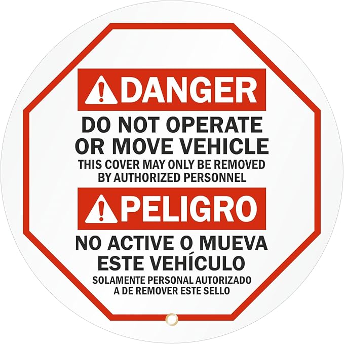 SmartSign Do Not Operate Or Move Vehicle Bilingual Steering Wheel Lock Out Cover | 20" x 20", Made in USA