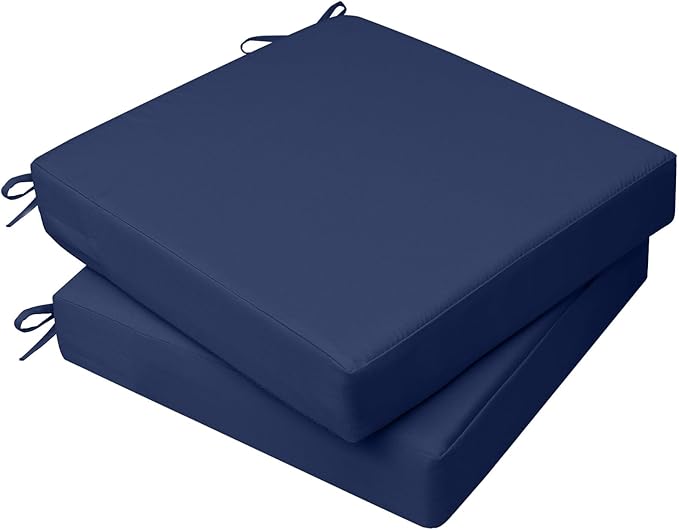 AAAAAcessories Outdoor Seat Cushions for Chairs, Waterproof, Fade-Resistant, 22" x 22" x 3", Patio Furniture Replacement Cushions, Set of 2, Navy Blue