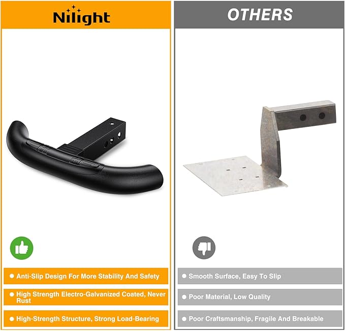 Nilight Tow Hitch Step for 2 Inch Receiver Heavy Duty Steel Universal Rear Bumper Guard 350lbs Capacity Wide Non Slip Trailer Hitch Step Bar with 5/8 inch Pin Clip Fits Pickup Truck SUV Van