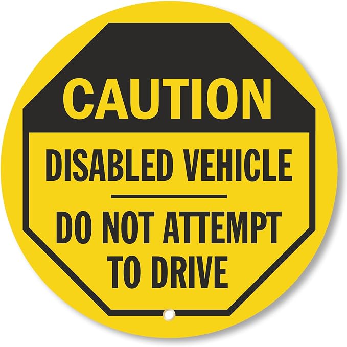 SmartSign Caution - Disabled Vehicle, Do Not Attempt to Drive Steering Wheel Lock Out Cover | 24" x 24", Made in USA