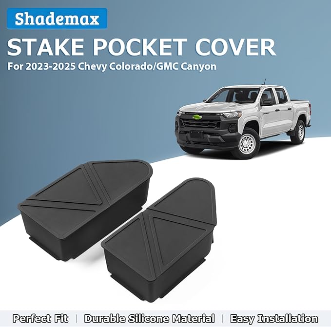 Shademax Upgraded Silicone Stake Pocket Covers Fit for 2023 2024 2025 2026 GMC Canyon/Chevy Colorado Accessories Truck Rear Holes Caps Colorado Bed Rail Hole Plugs Stake Pocket Caps Cover (Set of 2)