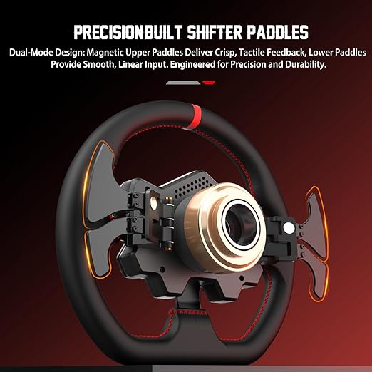 PXN W DS R2 Gaming Racing Wheel – Quick Release, 4 Paddle Shifters, Dynamic RGB Rev Lights, Microfiber Leather Grip, 11.8-Inch PC Steering Wheel, Compatible with VD4 / VD6 / VD10 Direct Drive Bases