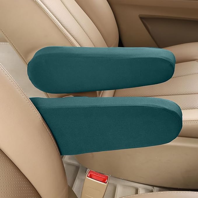 AUCELI 2 Pcs Car Front Seat Armrest Covers, Cloth Fabric Armrest Protectors, Direct Replacement Center Console Lid Armrest Cover Skin, Universal Accessories for Car, SUV, Truck and Van