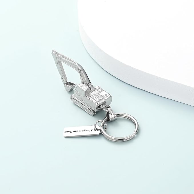 Imrsanl Truck/Excavator Urn Keychain for Ashes for Men Cremation Jewelry Urn Key Chain for Ashes Pendant Key Ring for Human