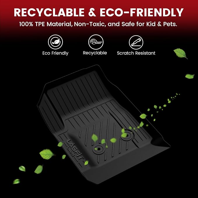 LASFIT Floor Mats & Cargo Liner with Backrest Mat for Chevrolet Chevy Equinox/GMC Terrain 2018-2024 (Not for Equinox EV 2024-2025), All Weather TPE Custom Fit Floor Mats Car Mats Full Set, Black
