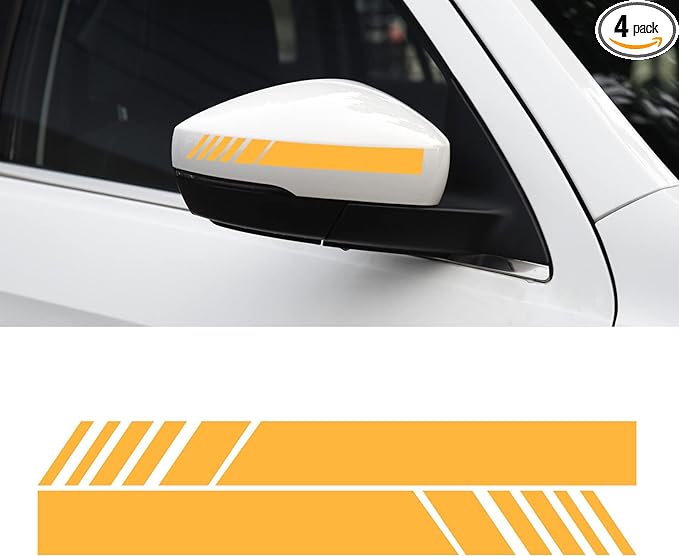 SINGARO Car Rear View Mirror Stickers Decor Car Body Sticker Vinyl 4pcs (Yellow)