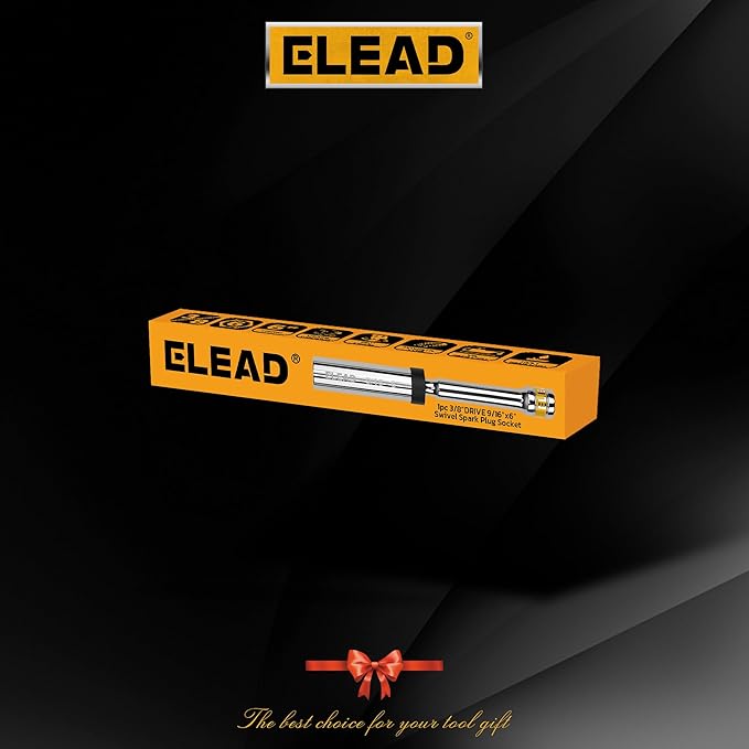 ELEAD 9/16" Swivel Magnetic Spark Plug Socket, 3/8" Drive x 6" Total Length, Thin Wall Spark Plug Removal Tool, 360 Degree Swivel, Enhanced Magnetic, 6-Point Design, Cr-V Steel